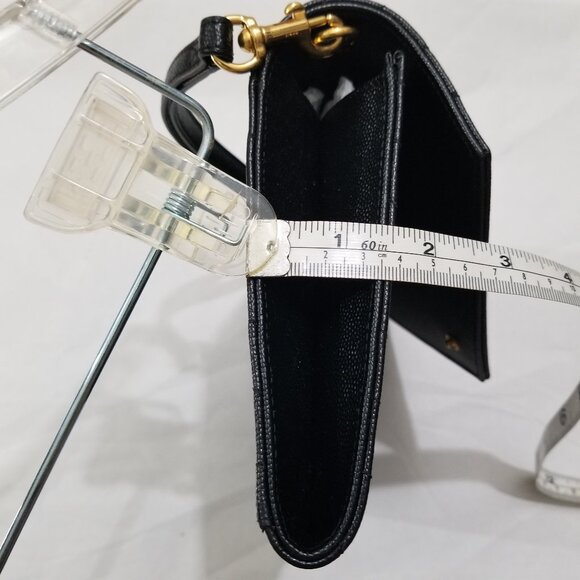 Saint Laurent Brand pouch purse in black with gold label - Picture 12 of 13